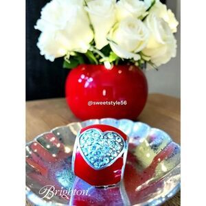 BRIGHTON "Blissful Heart" Red Enamel And Crystal Heart Charm TIMELESS!